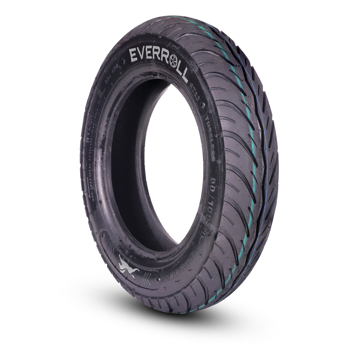 EverRoll Front and Rear Nylon Tubeless Tyre - 90/100-10 TL PM ST23 | Vehicle Compatibility - TVS Scooty Zest 110