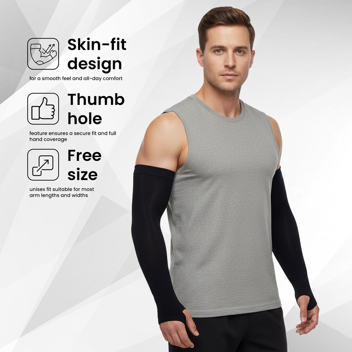 EverRide Arm Sleeves for Men & Women | Skin Fit | Thumb Hole | Free Size | UV Protection