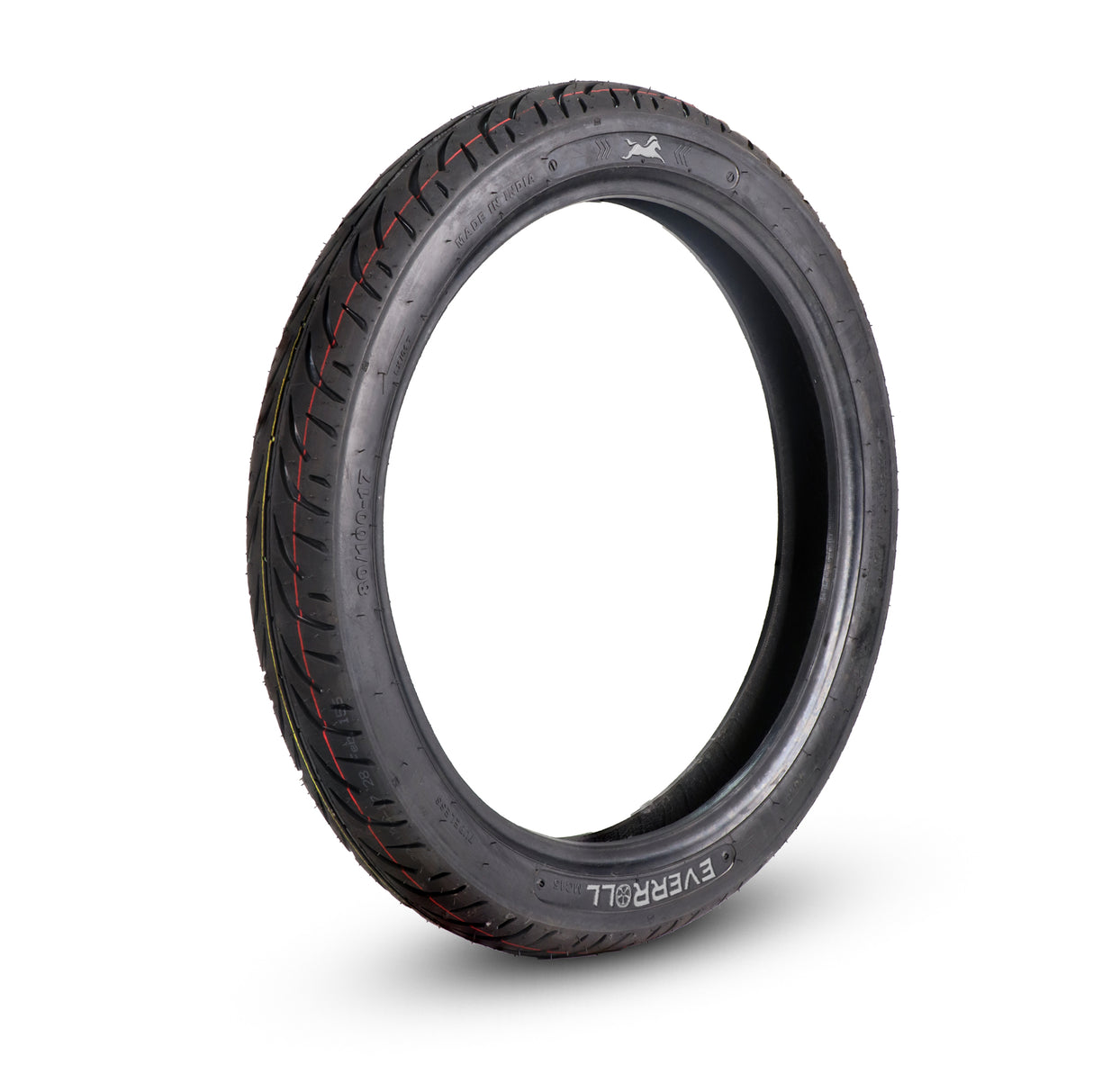 EverRoll Front Tubeless Nylon Tyre - 80/100-17 TL PM MC15 | Vehicle Compatibility - TVS Star City, City 125