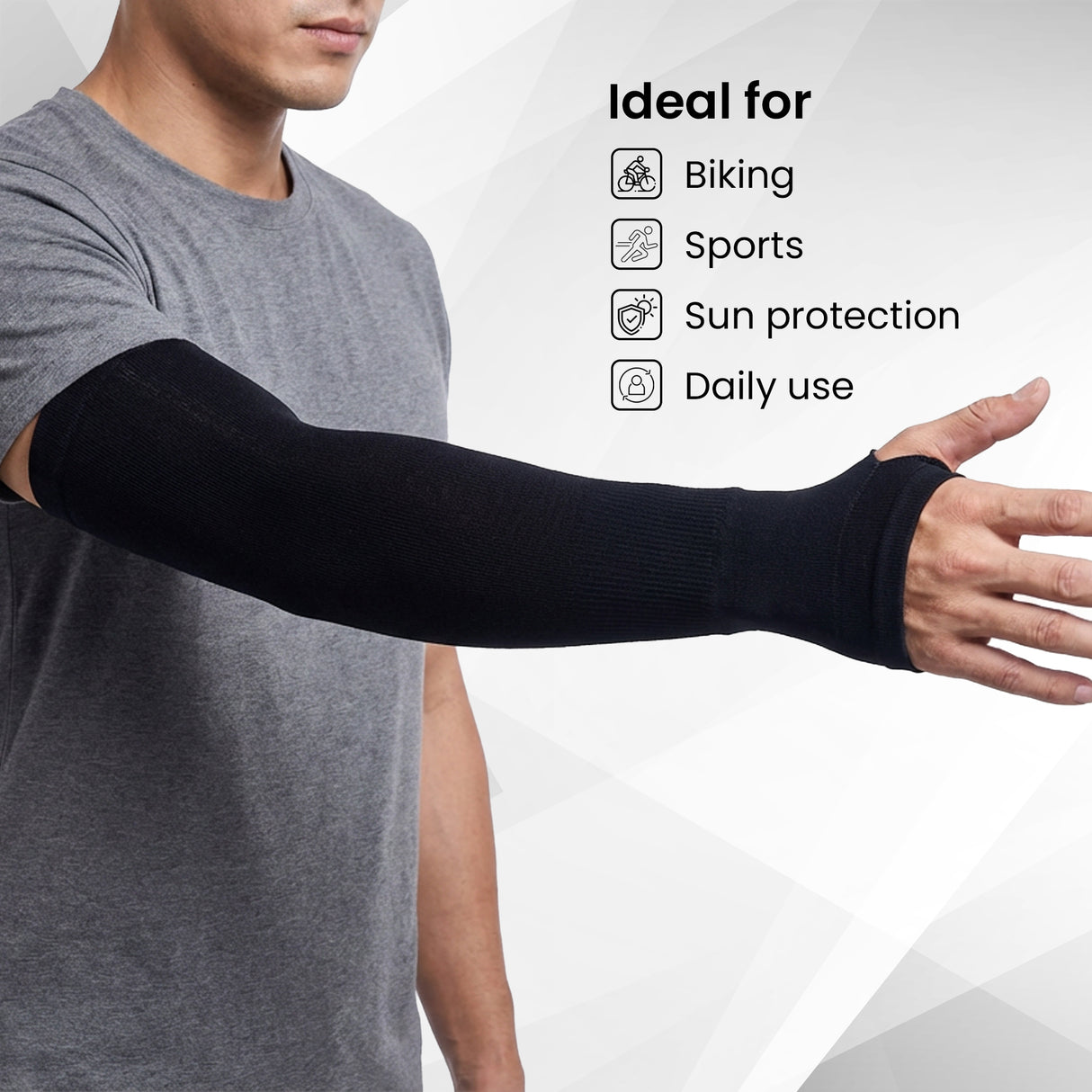 EverRide Arm Sleeves for Men & Women | Skin Fit | Thumb Hole | Free Size | UV Protection