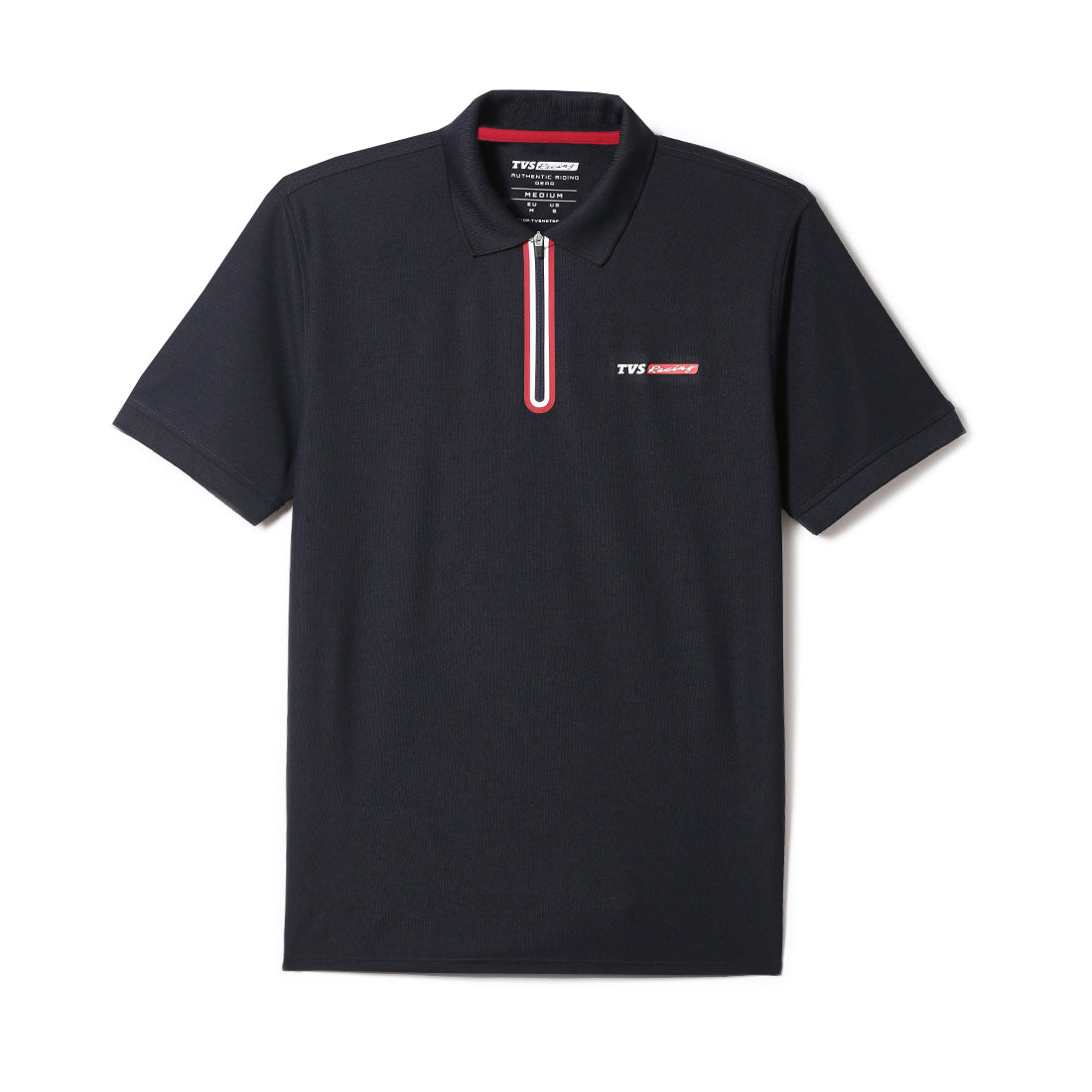 TVS Originals Racing Men’s Polo T-Shirt | 100% Polyester | Quick-Dry | Antimicrobial Finish | Zipper Placket | Reflective Branding | Lightweight Activewear | 200 GSM | Regular Fit