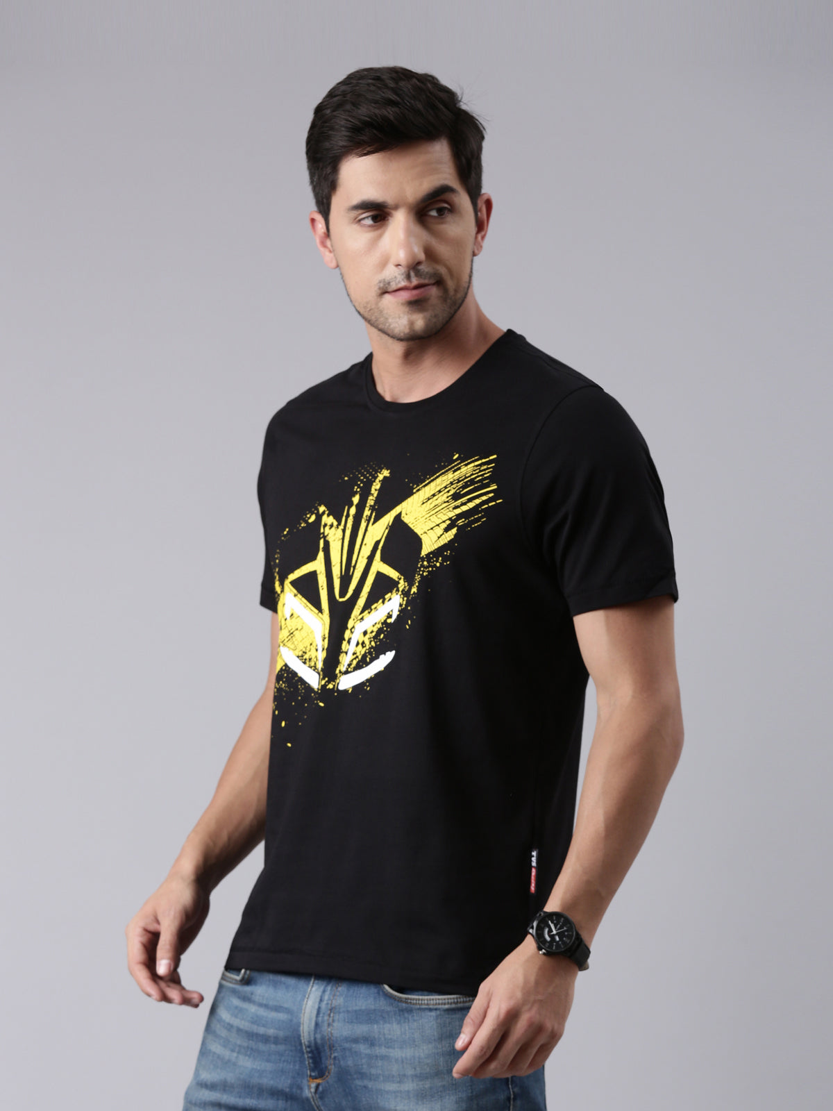 TVS Racing Arsenal Black Cyborg Crew Neck T-Shirt – 100% Cotton, Breathable & Comfortable