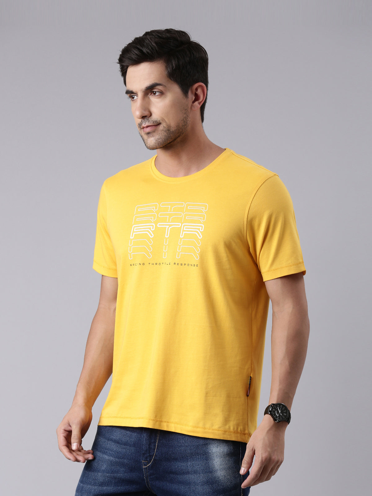 TVS Racing Fury Yellow RTR Crew Neck T-Shirt – 100% Cotton, HD Print Graphics