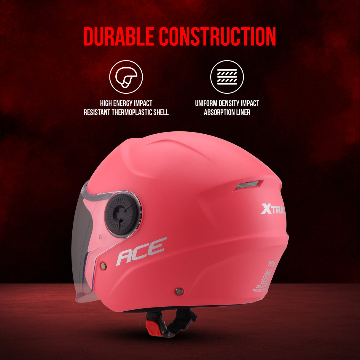 Xtrac Ace Half Face Helmet – ISI Certified Open Face Helmet for Men & Women