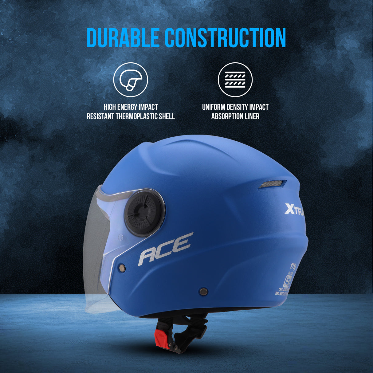 Xtrac Ace Half Face Helmet – ISI Certified Open Face Helmet for Men & Women