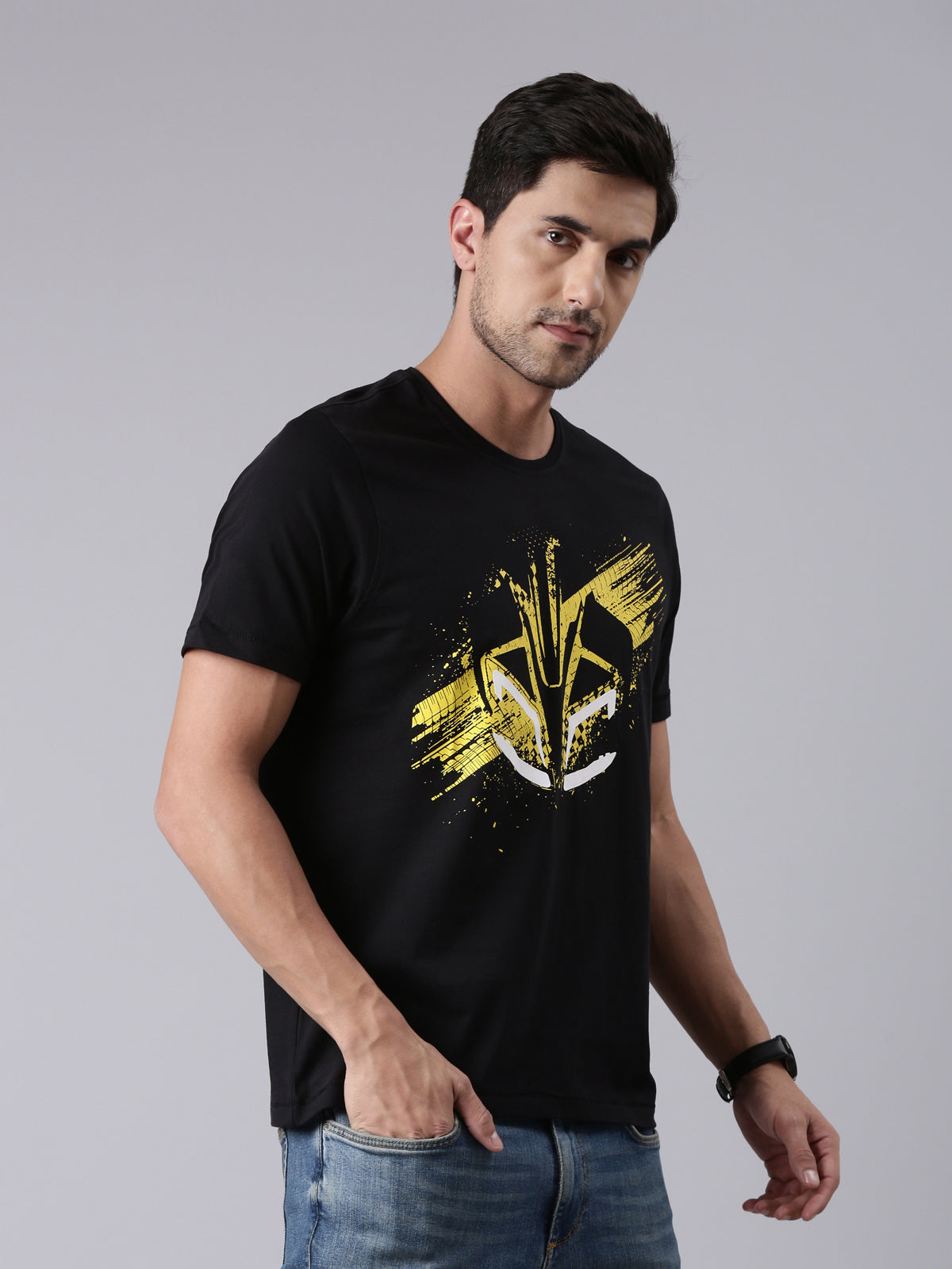 TVS Racing Arsenal Black Cyborg Crew Neck T-Shirt – 100% Cotton, Breathable & Comfortable
