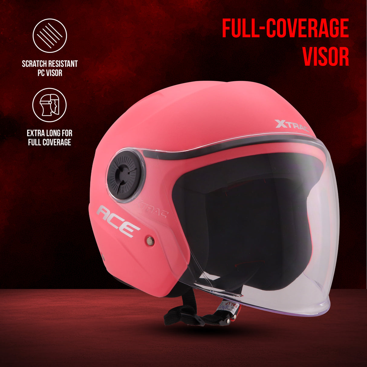 Xtrac Ace Half Face Helmet – ISI Certified Open Face Helmet for Men & Women