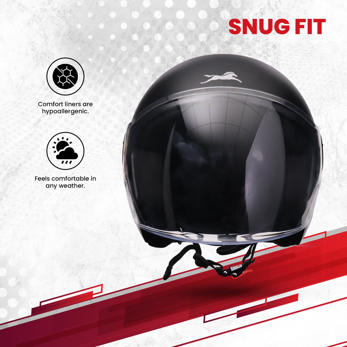 TVS ACE Open Face Unisex Helmet with Full Coverage Visor - ISI Certified