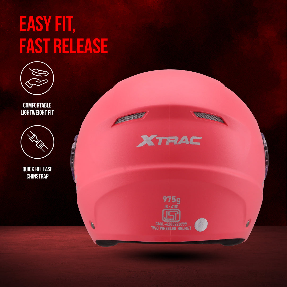 Xtrac Ace Half Face Helmet – ISI Certified Open Face Helmet for Men & Women