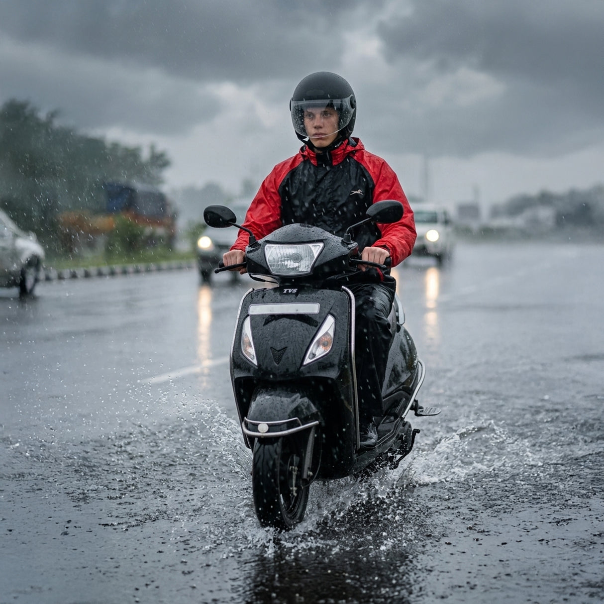 TVS Waterproof Riding Rain Suit | Dual Tone Waterproof Jacket & Pant for Bike Riders