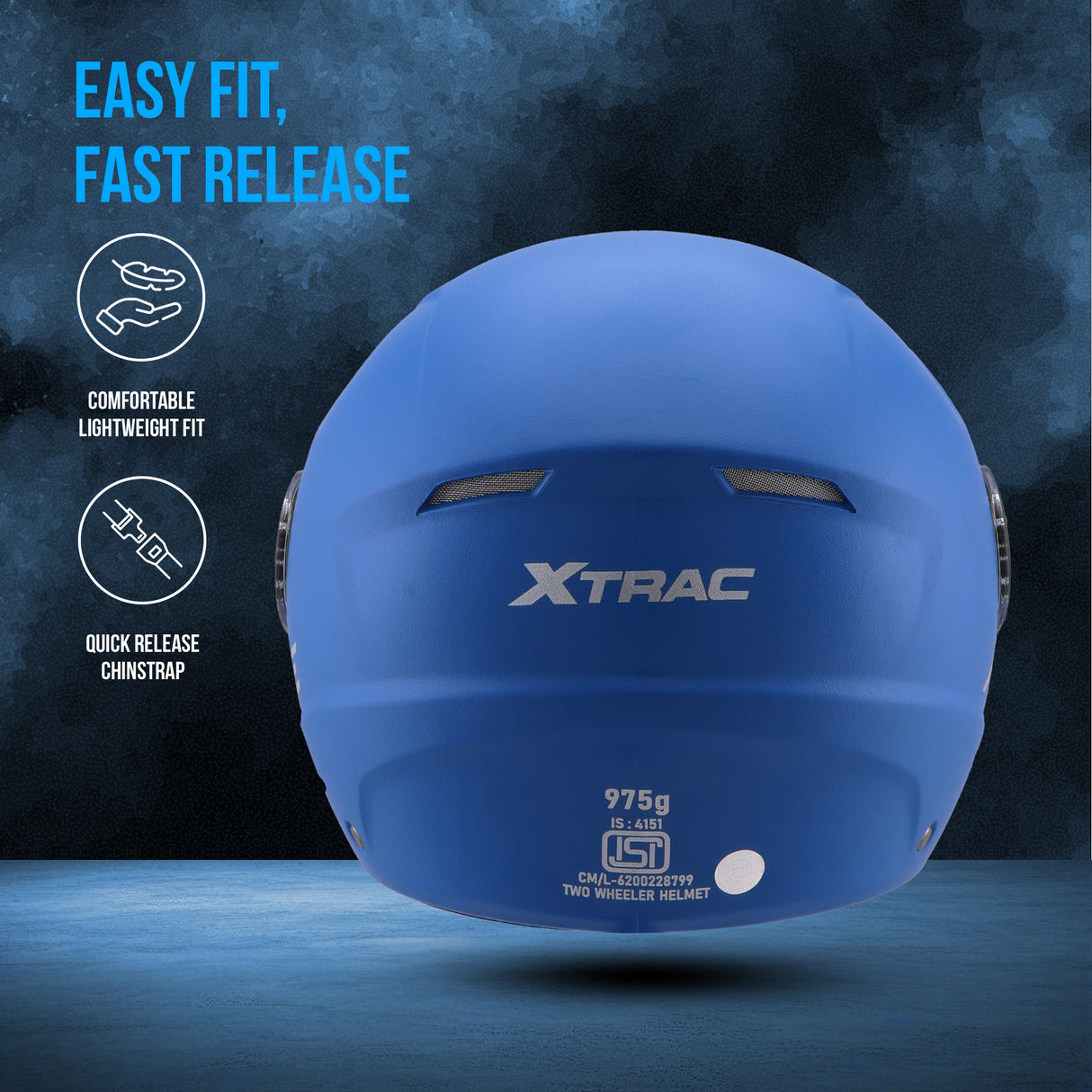 Xtrac Ace Half Face Helmet – ISI Certified Open Face Helmet for Men & Women