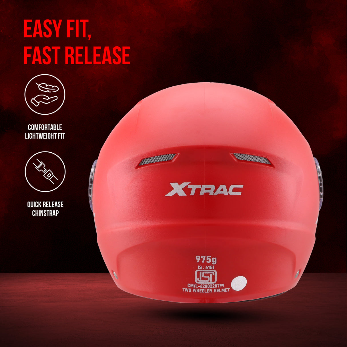 Xtrac Ace Half Face Helmet – ISI Certified Open Face Helmet for Men & Women