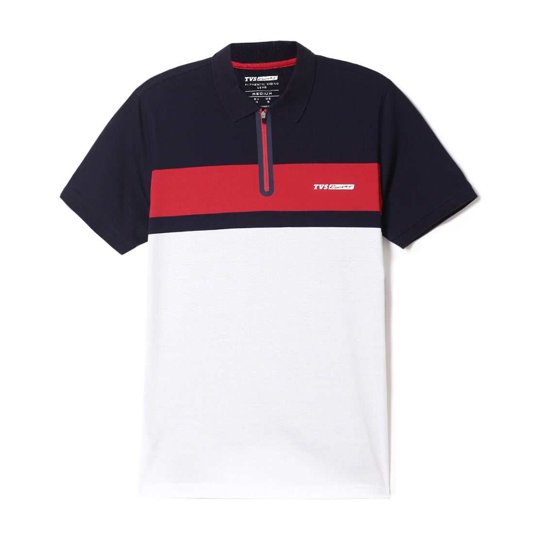 TVS Originals Racing 100% Cotton Mercerised Polo T-Shirt | 180 GSM | Sleek Zipper Placket | Soft Sheen Finish | Lightweight & Durable | Regular Fit | Heat-Sealed Neck | Premium Everyday Wear