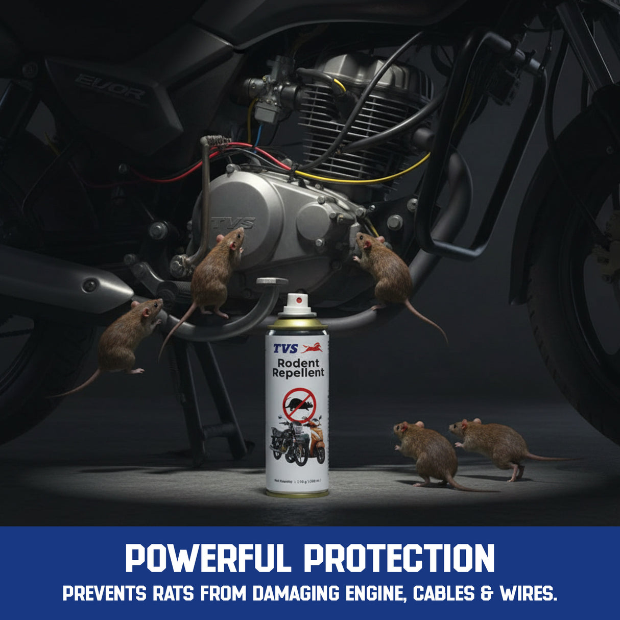 TVS Rodent Repellent VST Spray – 200 ml | Non-Toxic, Long-Lasting Protection for Motorcycles & Scooters