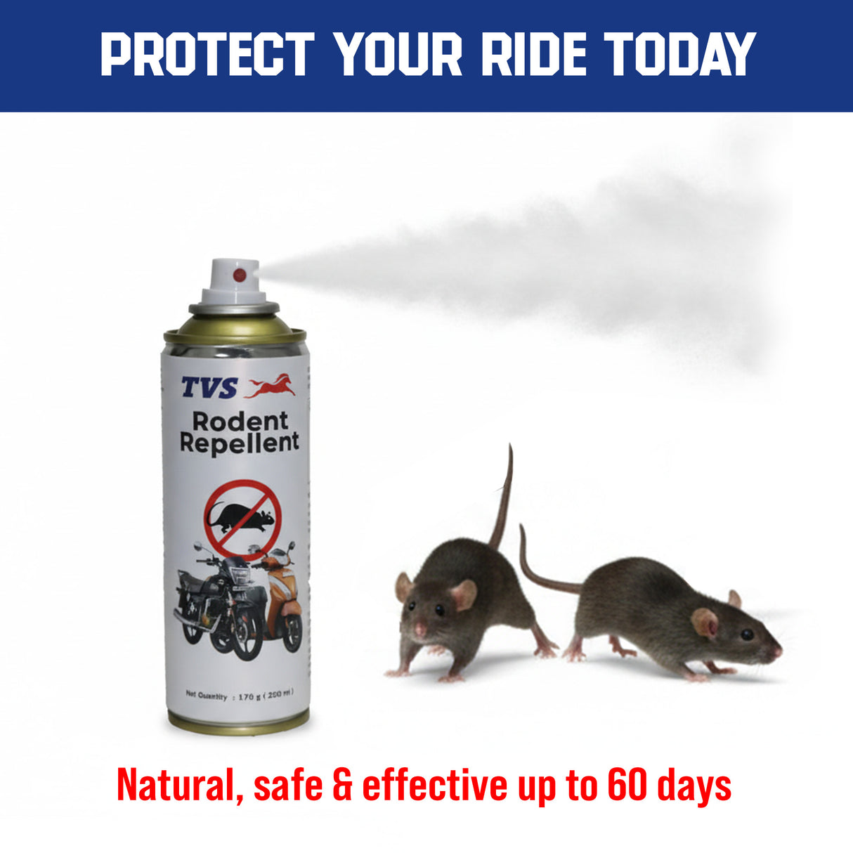 TVS Rodent Repellent VST Spray – 200 ml | Non-Toxic, Long-Lasting Protection for Motorcycles & Scooters