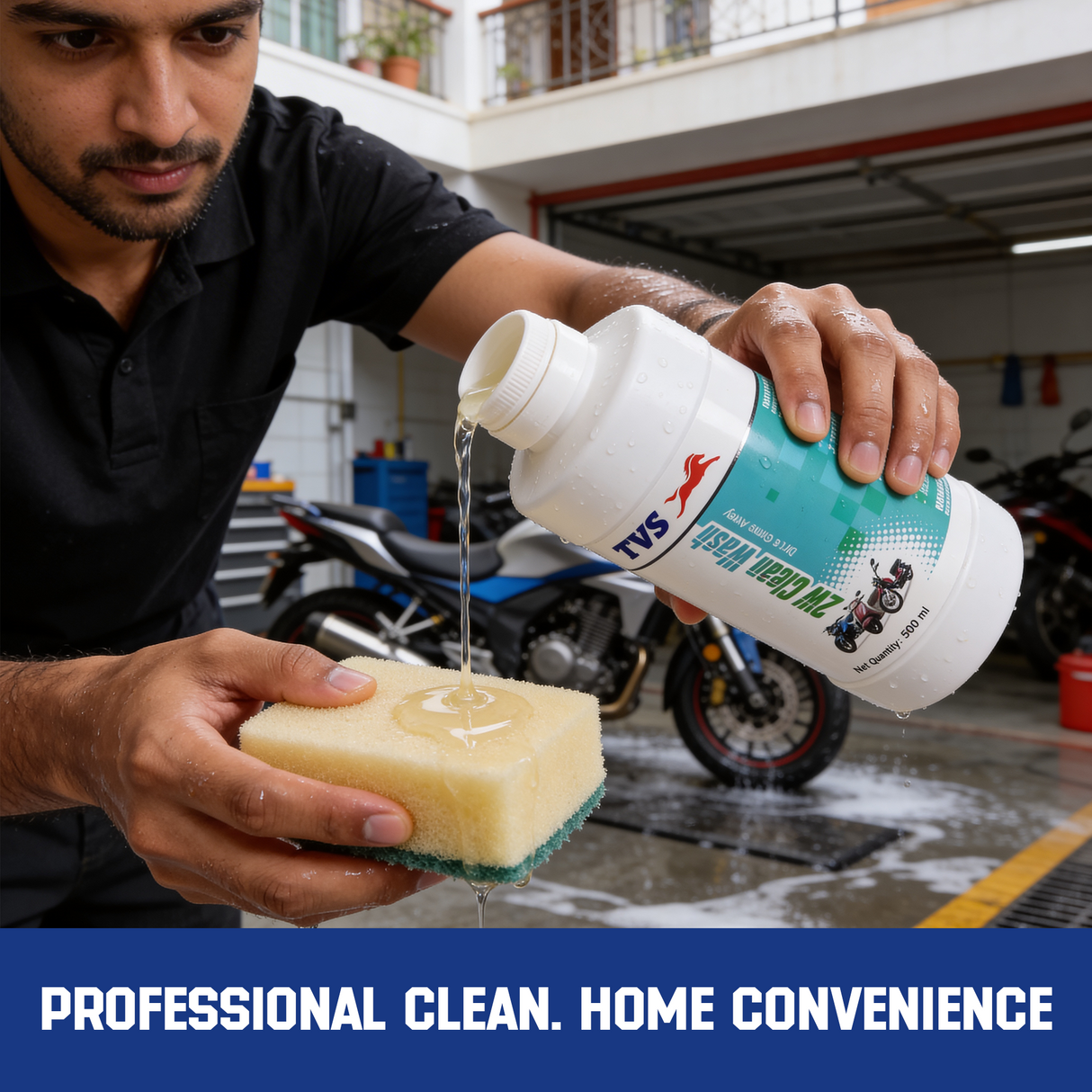TVS Clean Wash 500 ml | Tough on Grease, Gentle on Shine