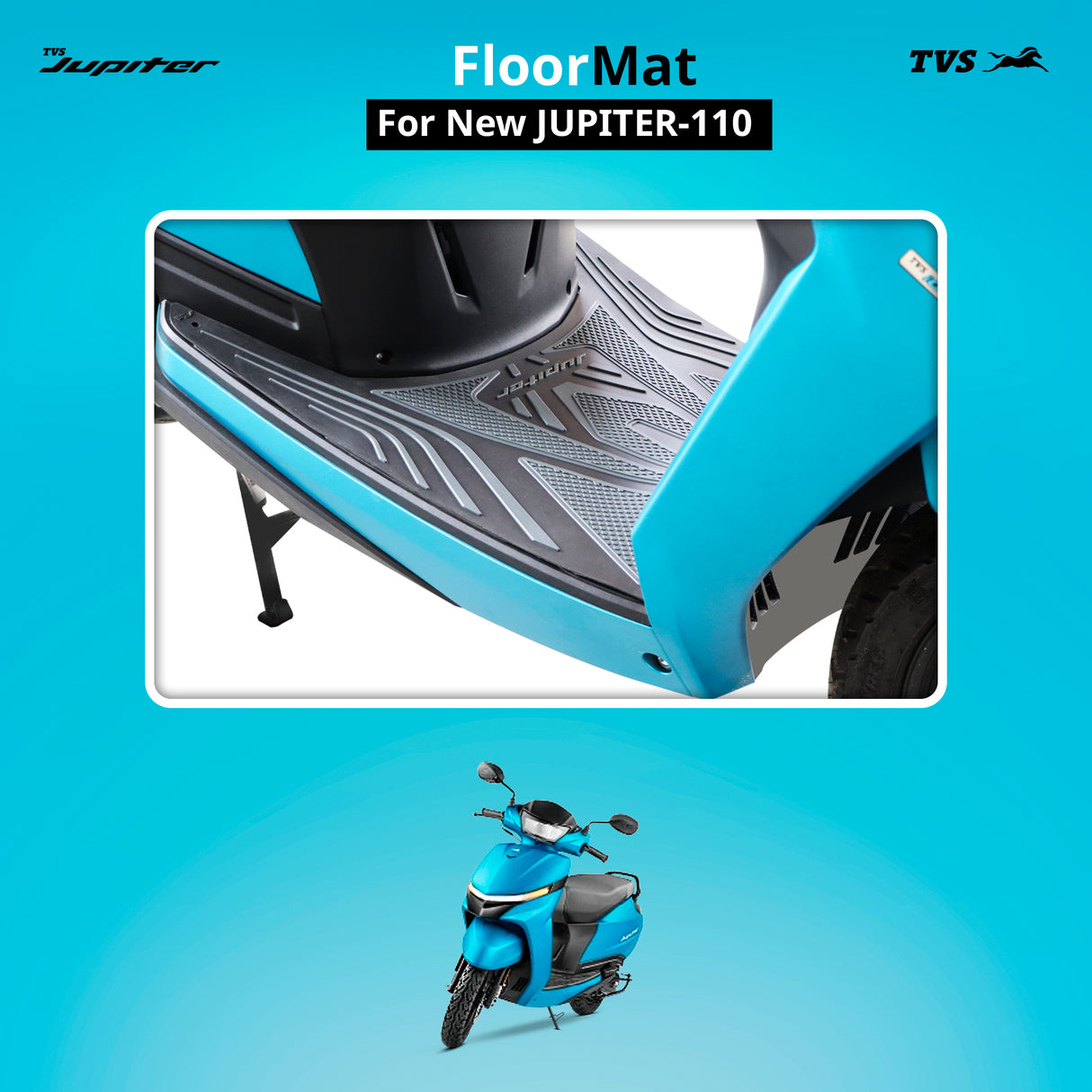 Floor Mat Black & Grey for Jupiter 110 | Premium Vehicle Floor Mat