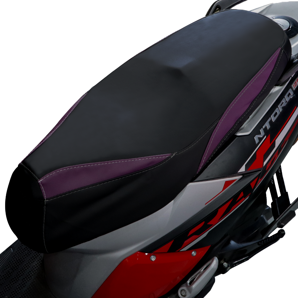 TVS Ntorq Seat Cover Black with Purple - Premium Protection and Comfort for Your Scooter