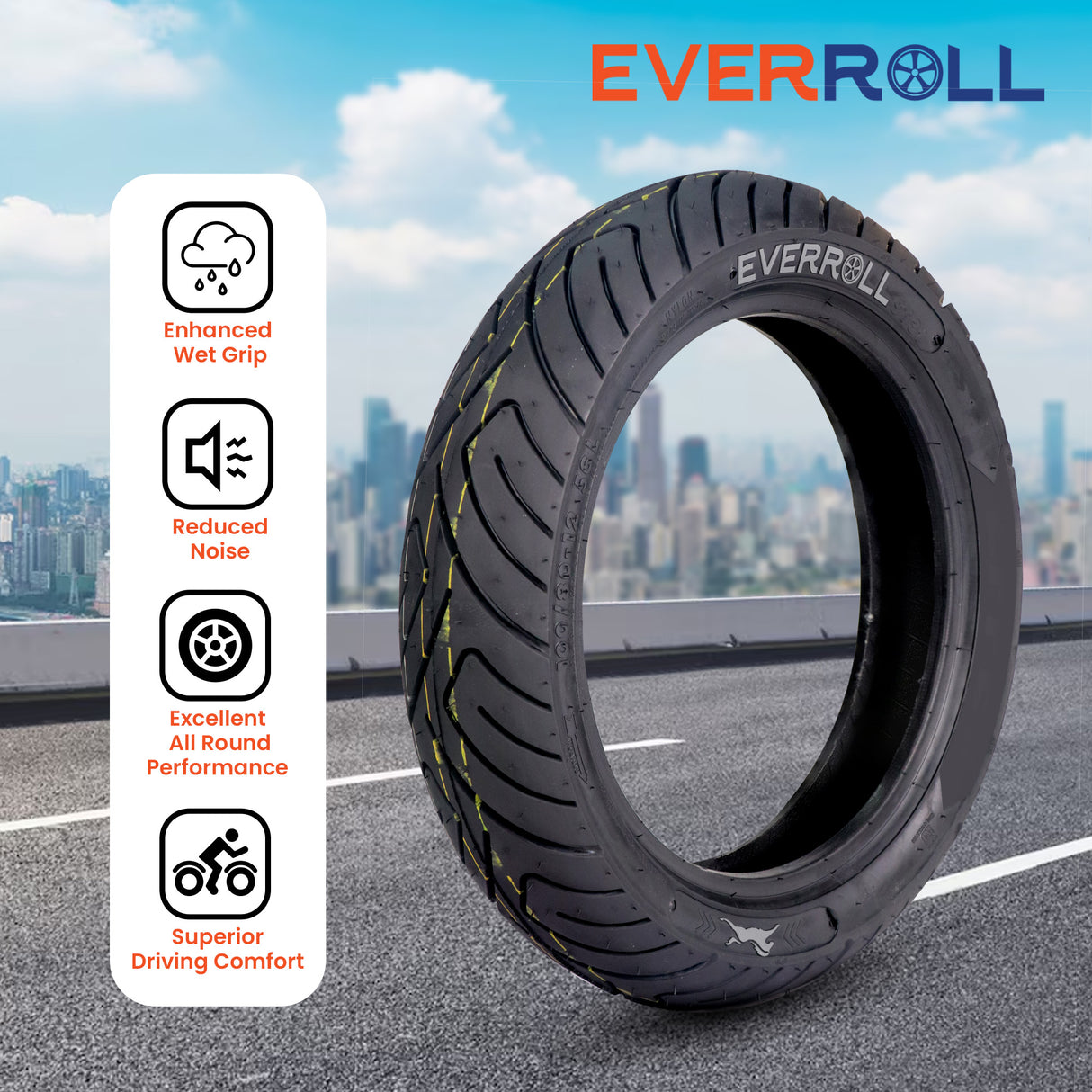 EverRoll Front Tubeless Nylon Tyre - 100/80-12 TL TO ST31 | Vehicle Compatibility - TVS Ntorq
