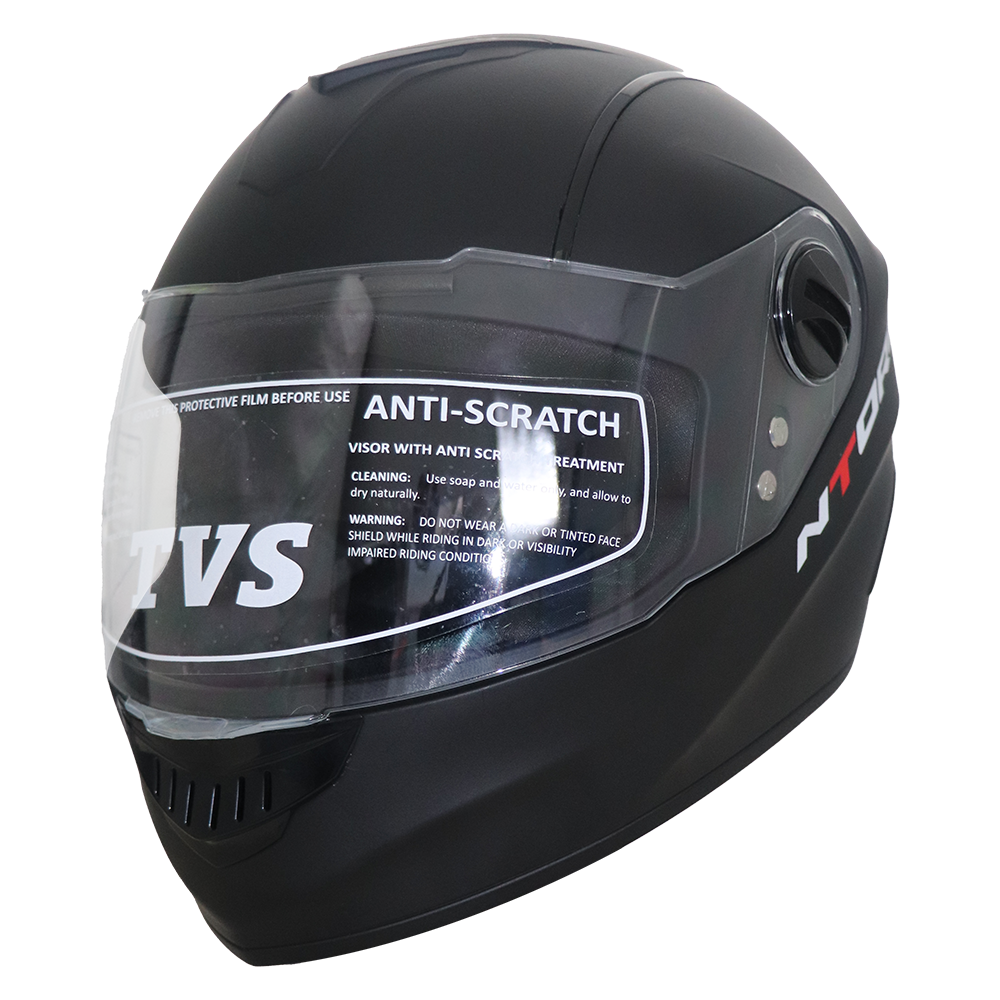 TVS Ntorq Edition Full Face Helmet (Black) - Lightweight, Scratch-Resistant, and Snug Fit Design