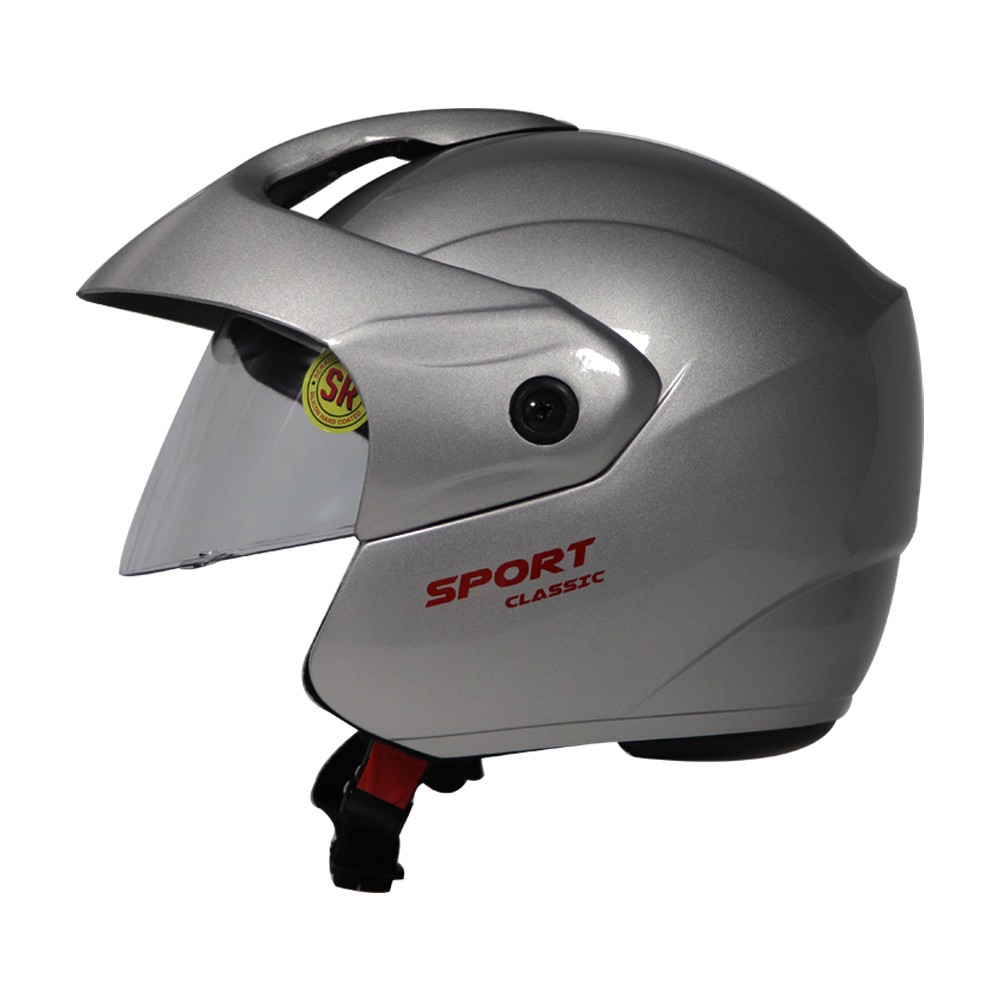 TVS Half Face Helmet - Silver | Stylish Protection for Daily Rides for Men and Women