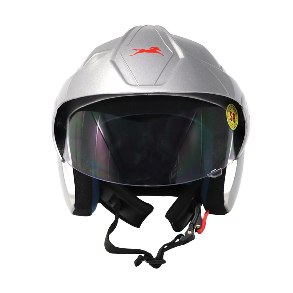 TVS Half Face Helmet - Silver | Stylish Protection for Daily Rides for Men and Women