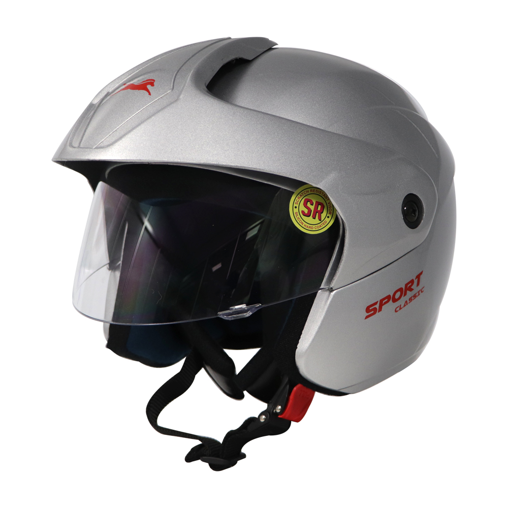 TVS Half Face Helmet - Silver | Stylish Protection for Daily Rides for Men and Women