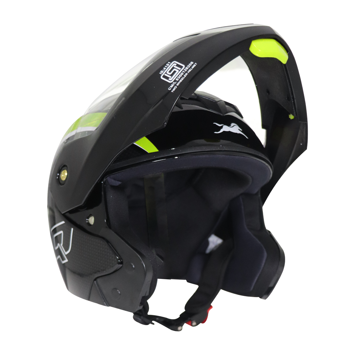 TVS Ntorq Flip-up Helmet (Neon & Black) - ISI Certified, High Impact Protection, and Ultra-Wide Visor