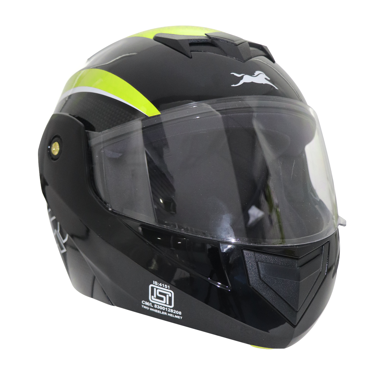 TVS Ntorq Flip-up Helmet (Neon & Black) - ISI Certified, High Impact Protection, and Ultra-Wide Visor