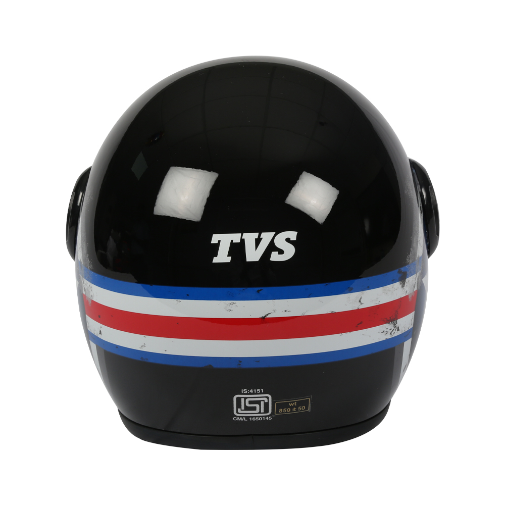 TVS Half Face Captain Motorbike Helmet (Black and Blue) | Premium Safety & Style