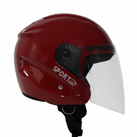 TVS Sport Arc Half Face Helmet - GL Red - Premium Safety & Style for Every Ride
