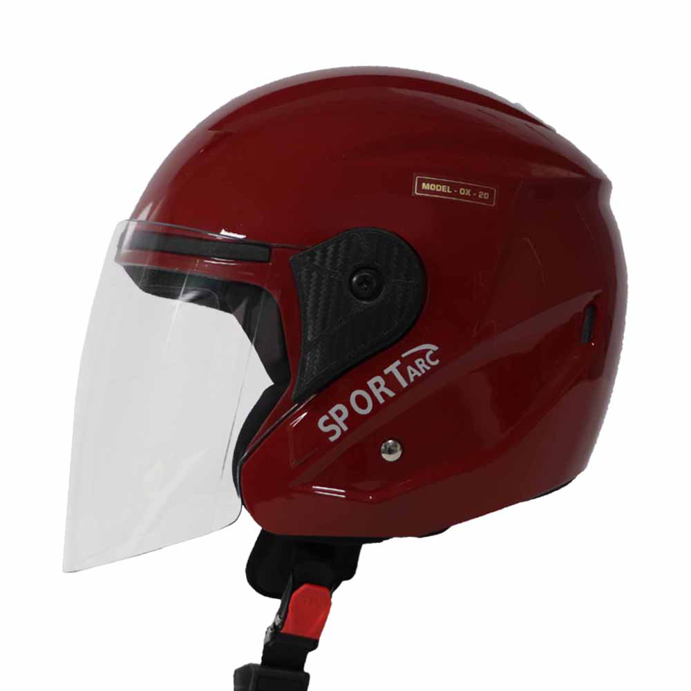 TVS Sport Arc Half Face Helmet - GL Red - Premium Safety & Style for Every Ride