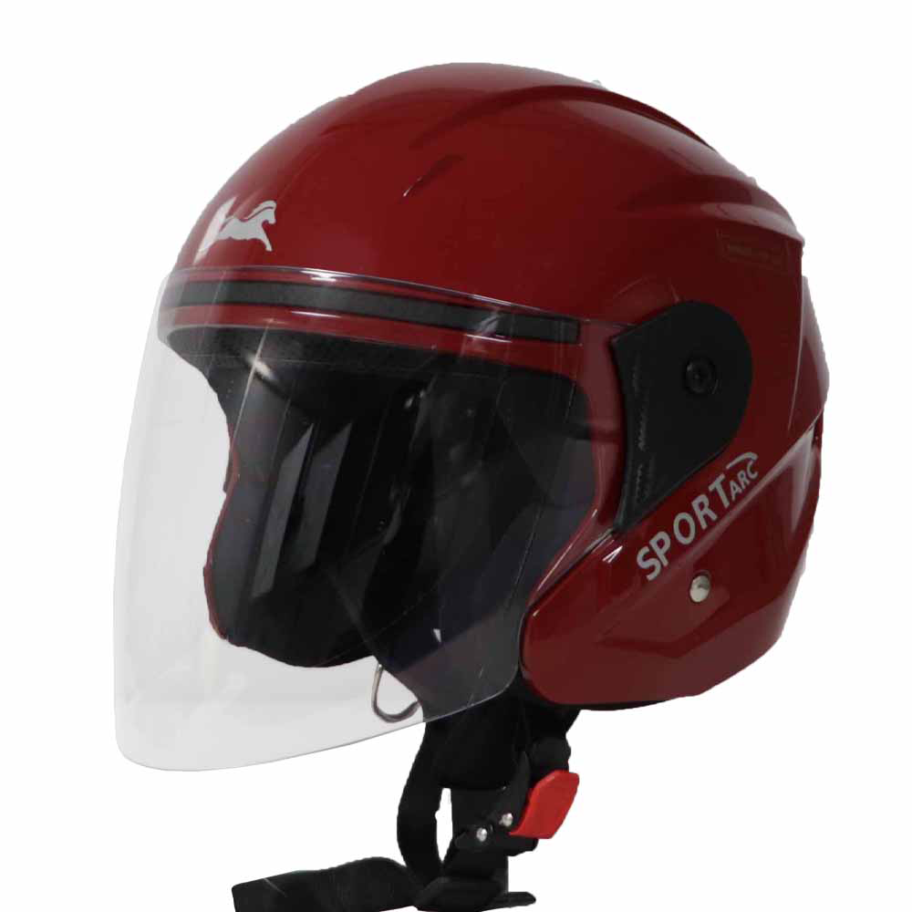 TVS Sport Arc Half Face Helmet - GL Red - Premium Safety & Style for Every Ride