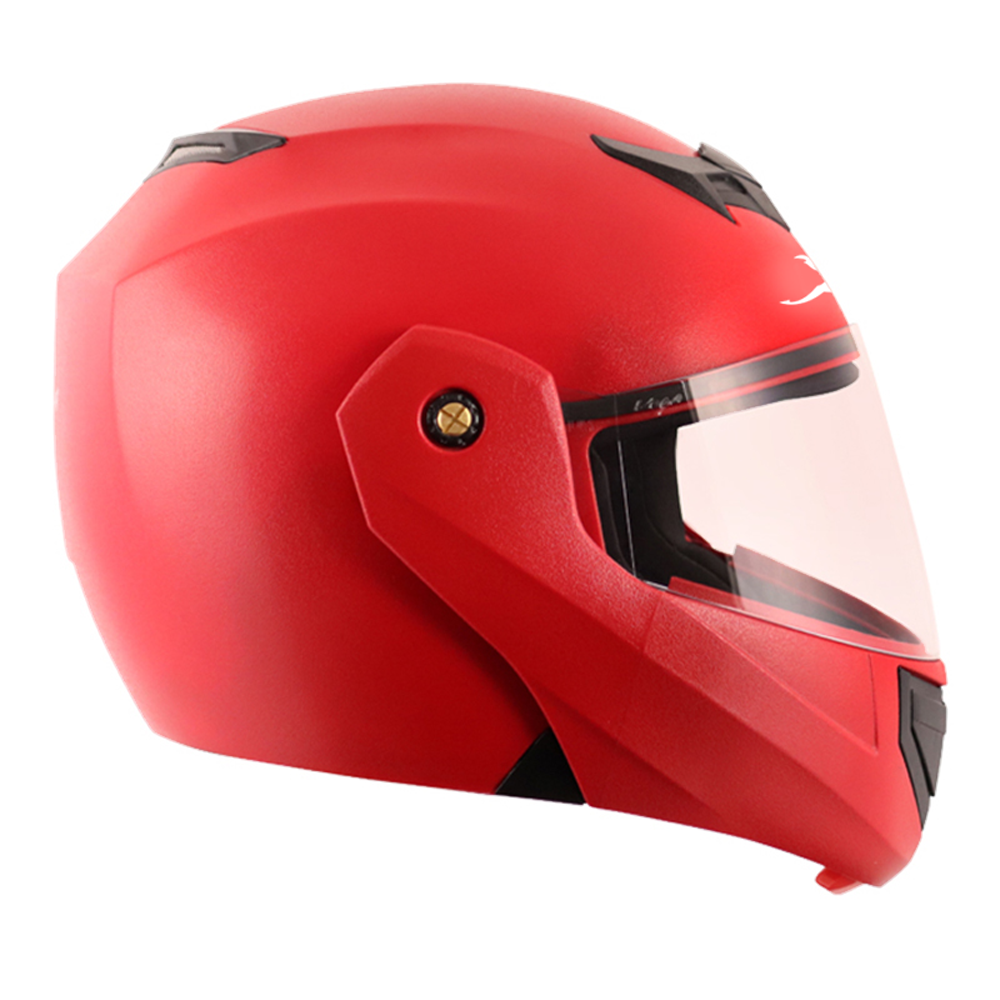 TVS Red Flip-Up Full Face Helmet - ISI Certified, Premium Safety & Style