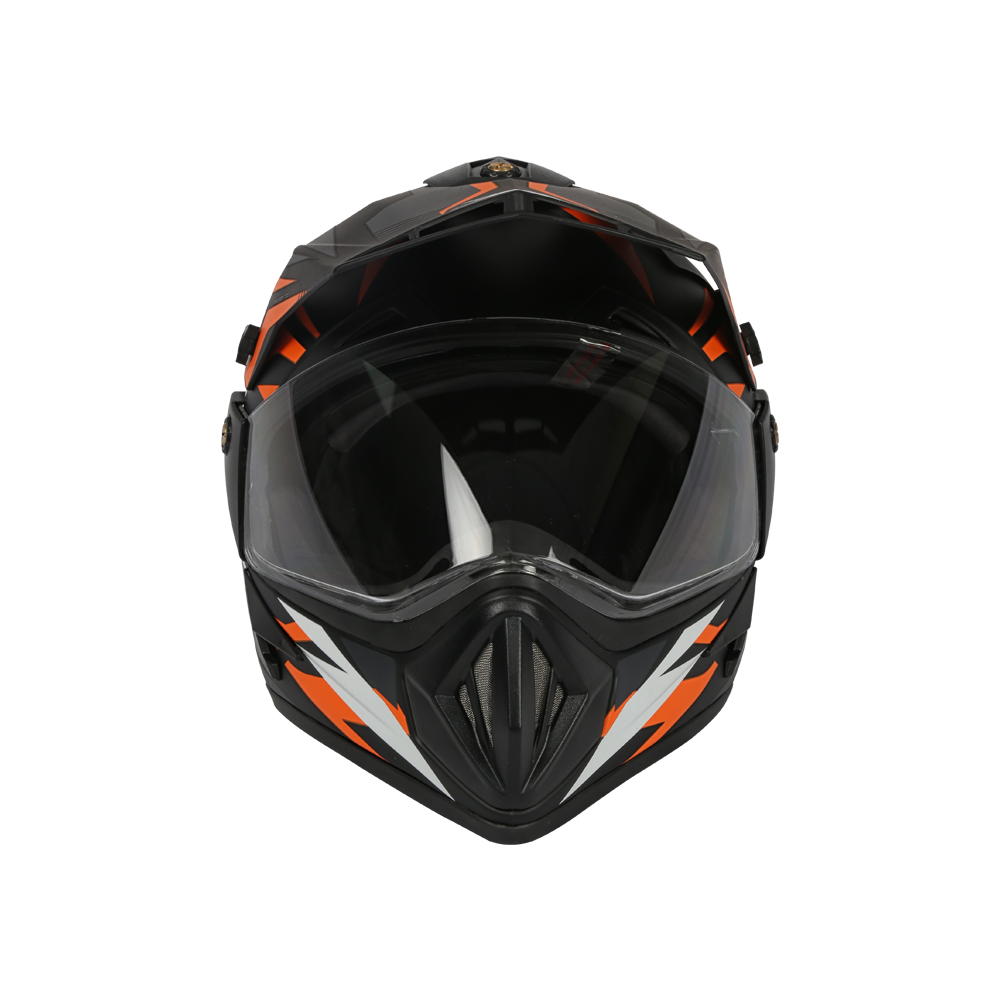 TVS Motorbike Helmet Black Orange and White | Premium Safety & Style for Riders