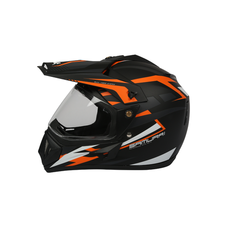 TVS Motorbike Helmet Black Orange and White | Premium Safety & Style for Riders