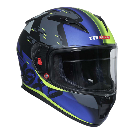 TVS Racing Full Face Helmet for Men – Anti-Fog Pin-Lock, Aerodynamic Design, DOT/ISI/ECE Certified