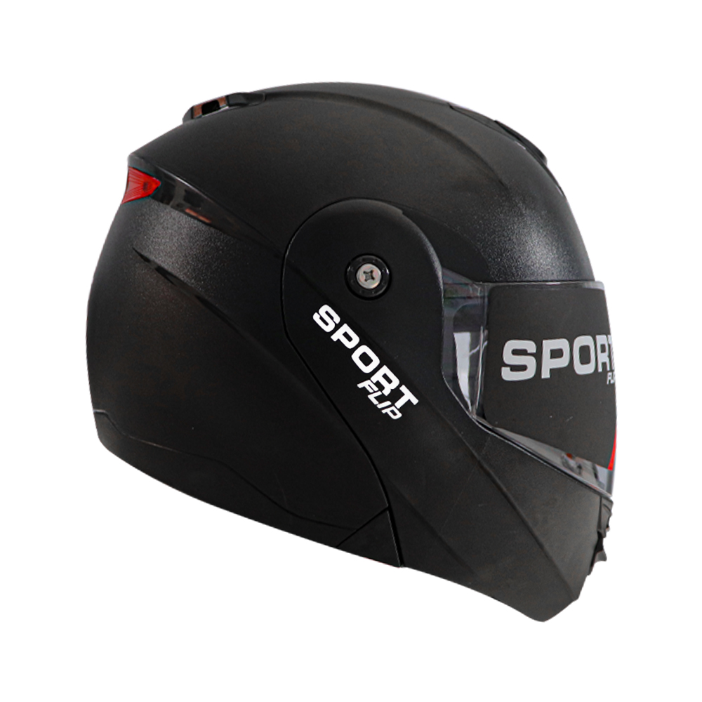TVS ISI DOT Certified Flip-up Helmet - Matte Black | Clear Visor, Size L for Men and Women