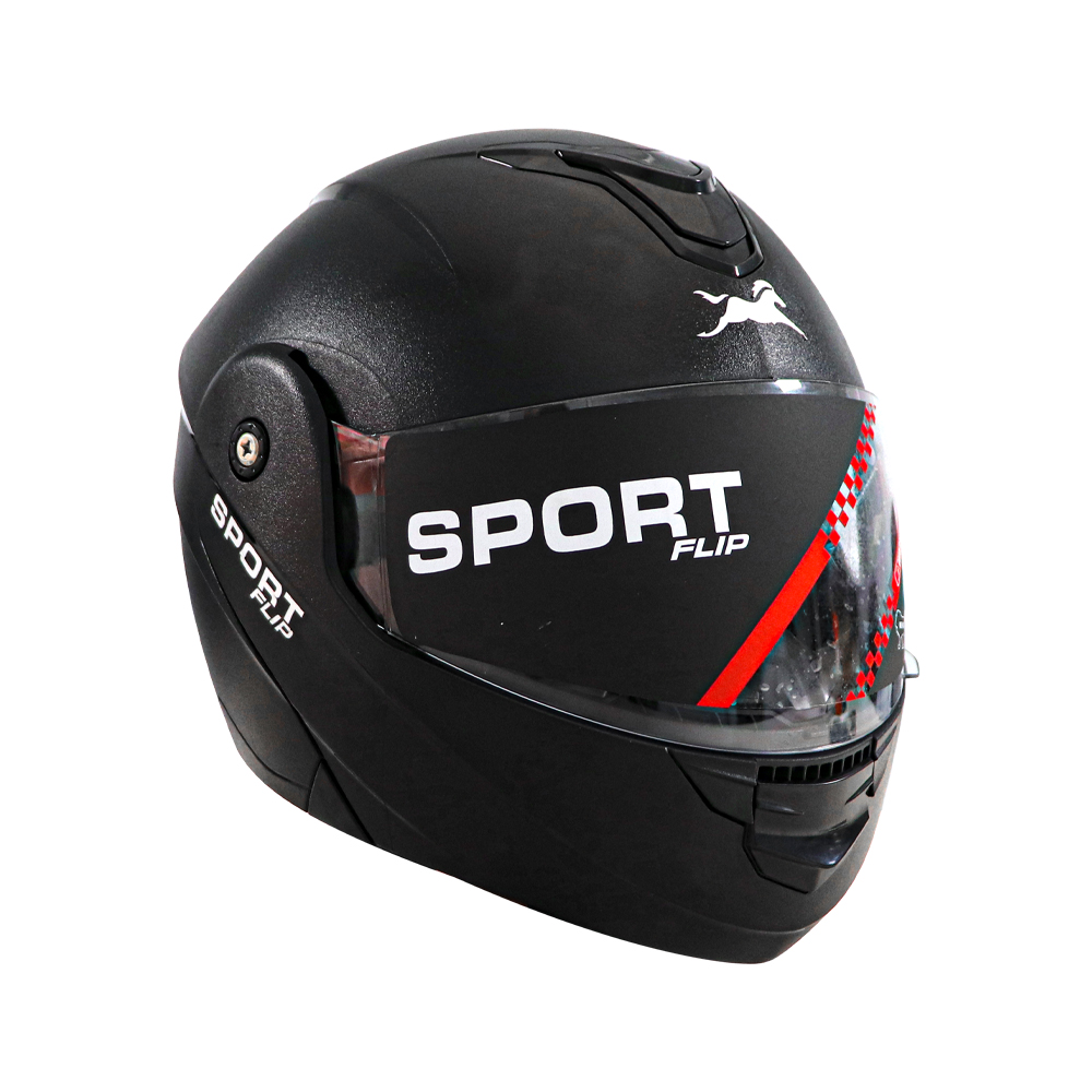TVS ISI DOT Certified Flip-up Helmet - Matte Black | Clear Visor, Size L for Men and Women