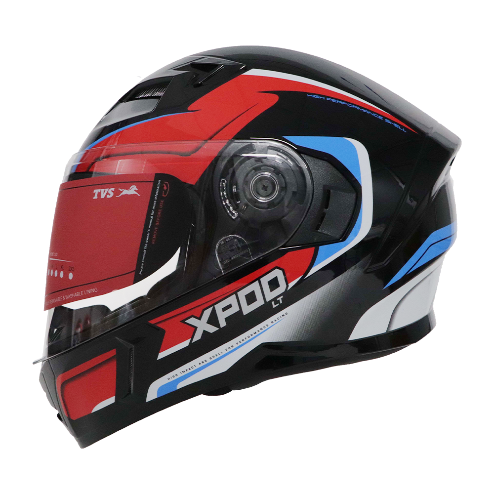 TVS XPOD LT Full Face Helmet - Black Blue | Aerodynamic Design & Superior Safety