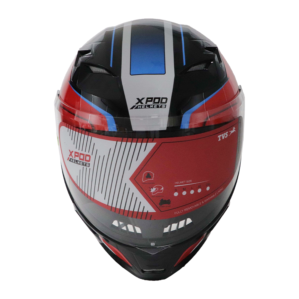 TVS XPOD LT Full Face Helmet - Black Blue | Aerodynamic Design & Superior Safety