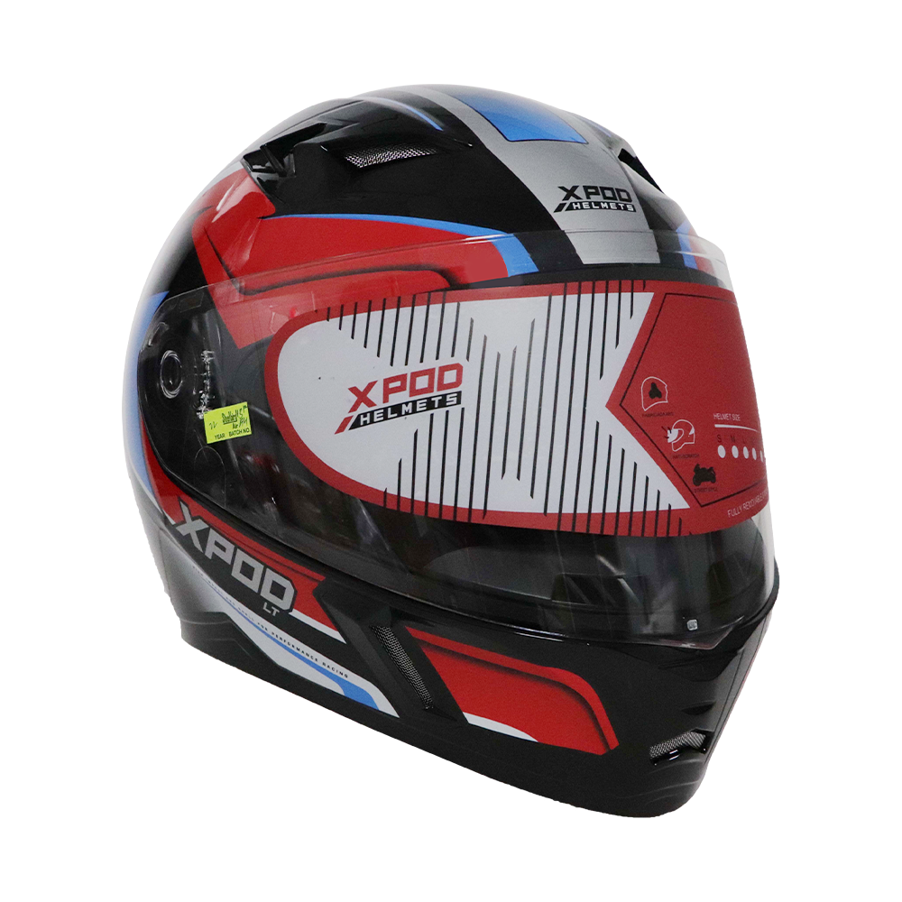 TVS XPOD LT Full Face Helmet - Black Blue | Aerodynamic Design & Superior Safety