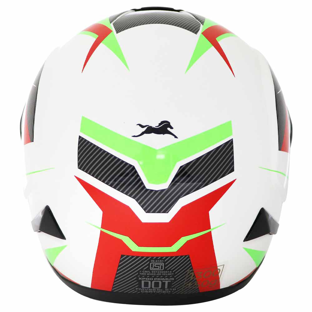 TVS XPOD Primus Helmet for Men - ISI & DOT Certified, EPS Impact Absorption, Quick Release (White)