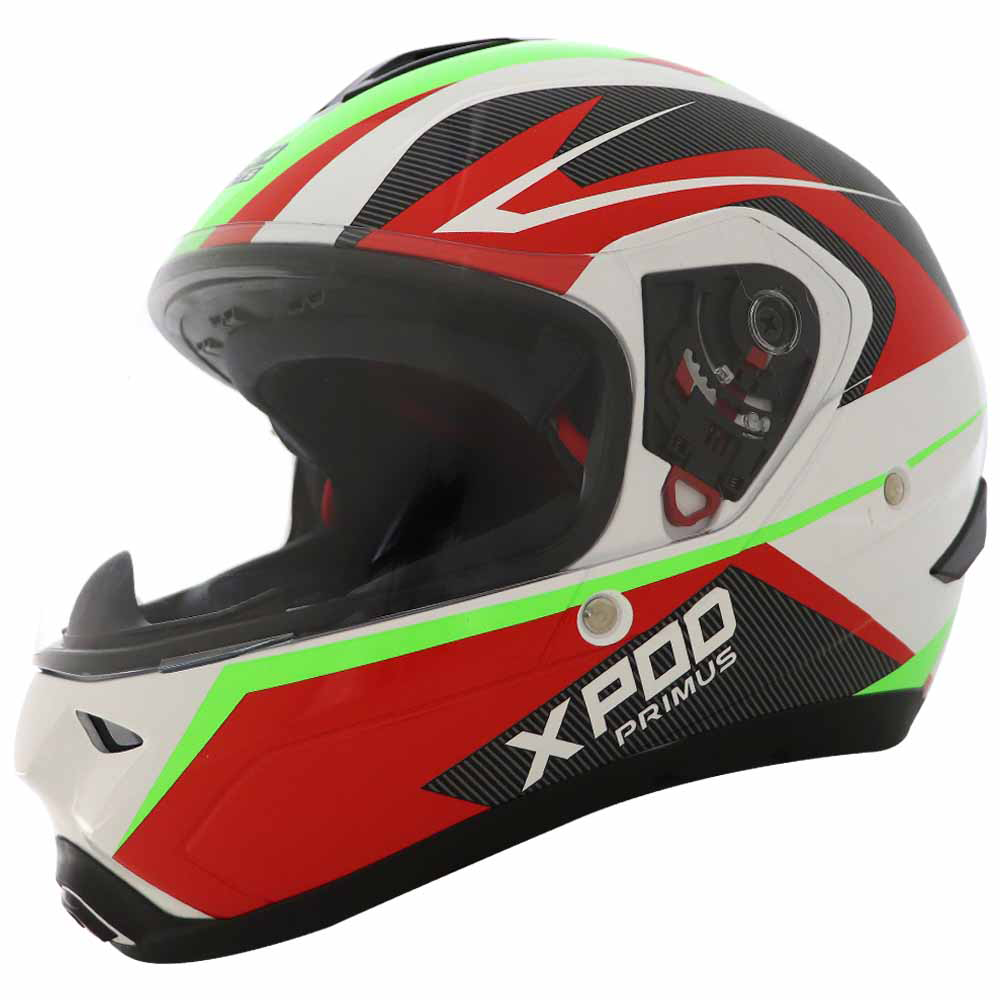 TVS XPOD Primus Helmet for Men - ISI & DOT Certified, EPS Impact Absorption, Quick Release (White)