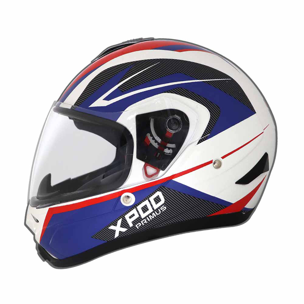 TVS XPOD Primus Helmet for Men - ISI & DOT Certified, EPS Impact Absorption, Quick Release (Blue)