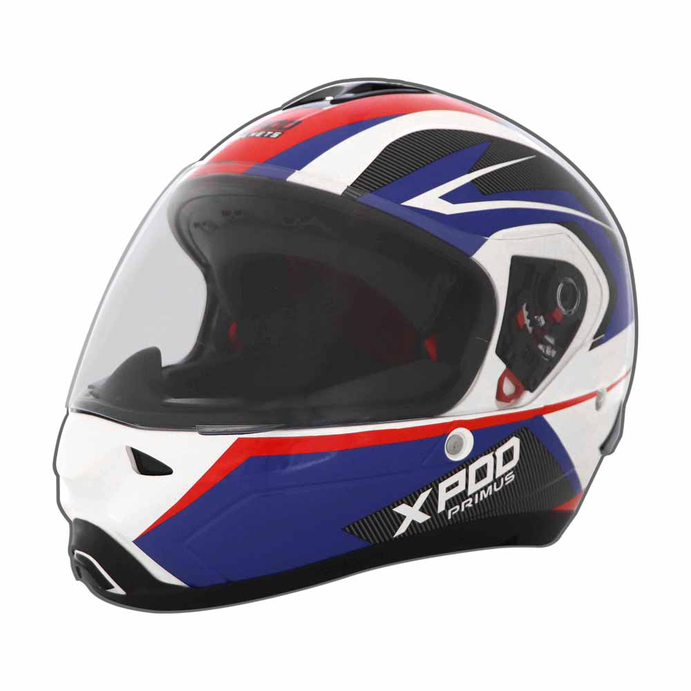 TVS XPOD Primus Helmet for Men - ISI & DOT Certified, EPS Impact Absorption, Quick Release (Blue)