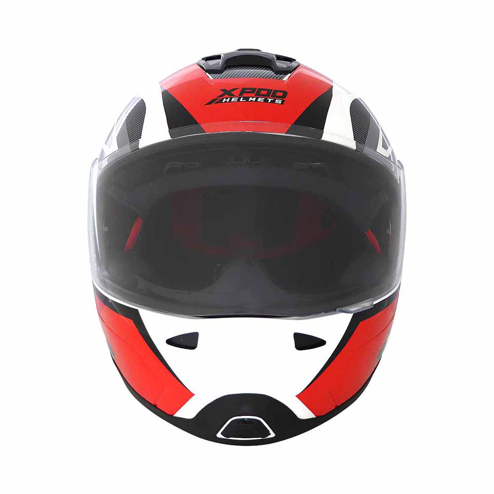TVS XPOD Primus Helmet for Men - ISI & DOT Certified, EPS Impact Absorption, Quick Release (White Red)