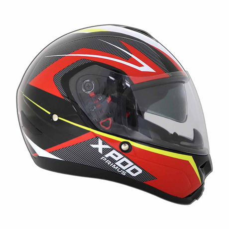 TVS XPOD Primus Helmet for Men - Dual Visor, ISI & DOT Certified, Premium Safety in Red