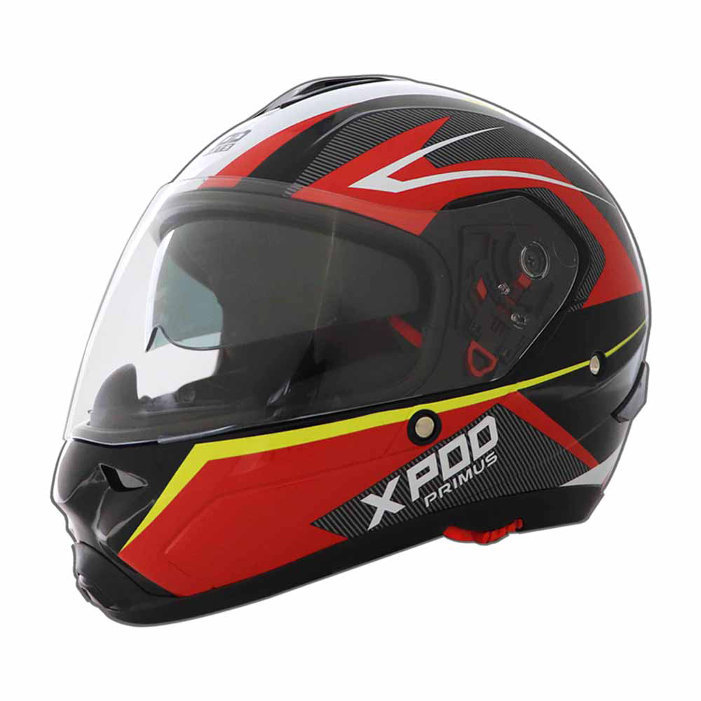 TVS XPOD Primus Helmet for Men - Dual Visor, ISI & DOT Certified, Premium Safety in Red