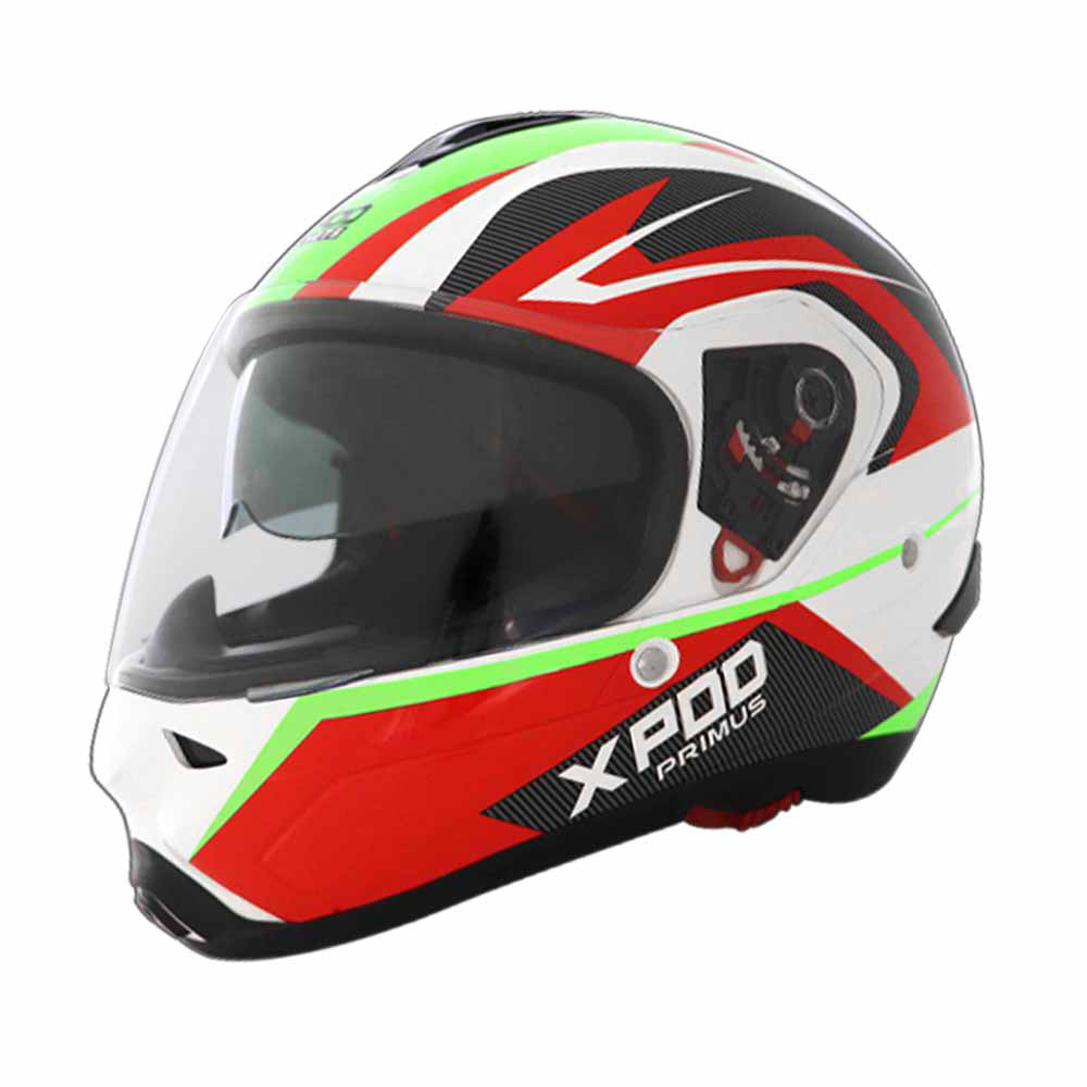 TVS XPOD Primus Helmet for Men - Dual Visor, ISI & DOT Certified, Premium Safety and Comfort (Red)